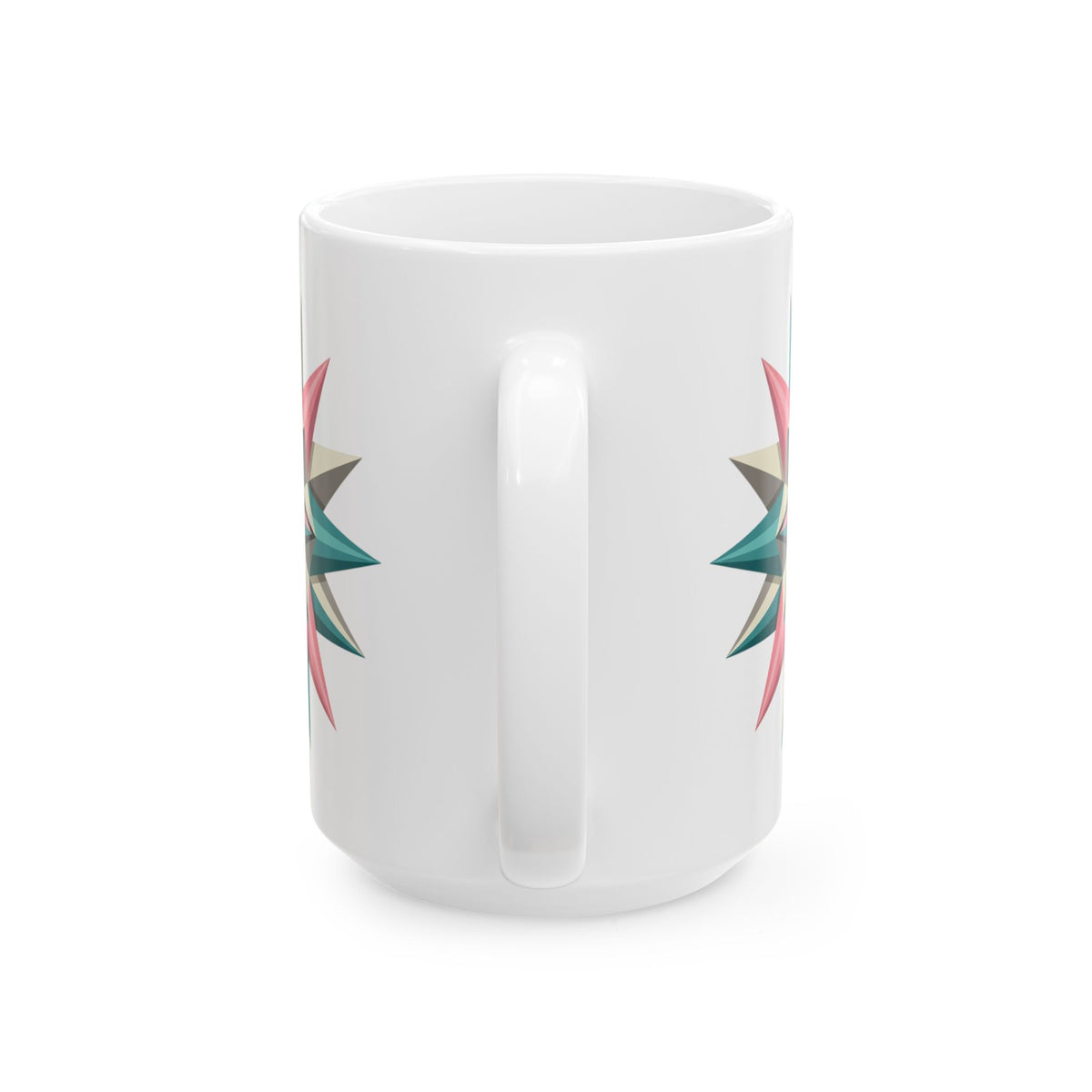 Geometric Starburst Ceramic Mug — Pink & Teal 11oz/15oz