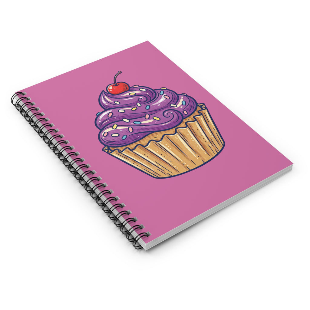 Cupcake Spiral Notebook — Purple Frosting Cherry Journal