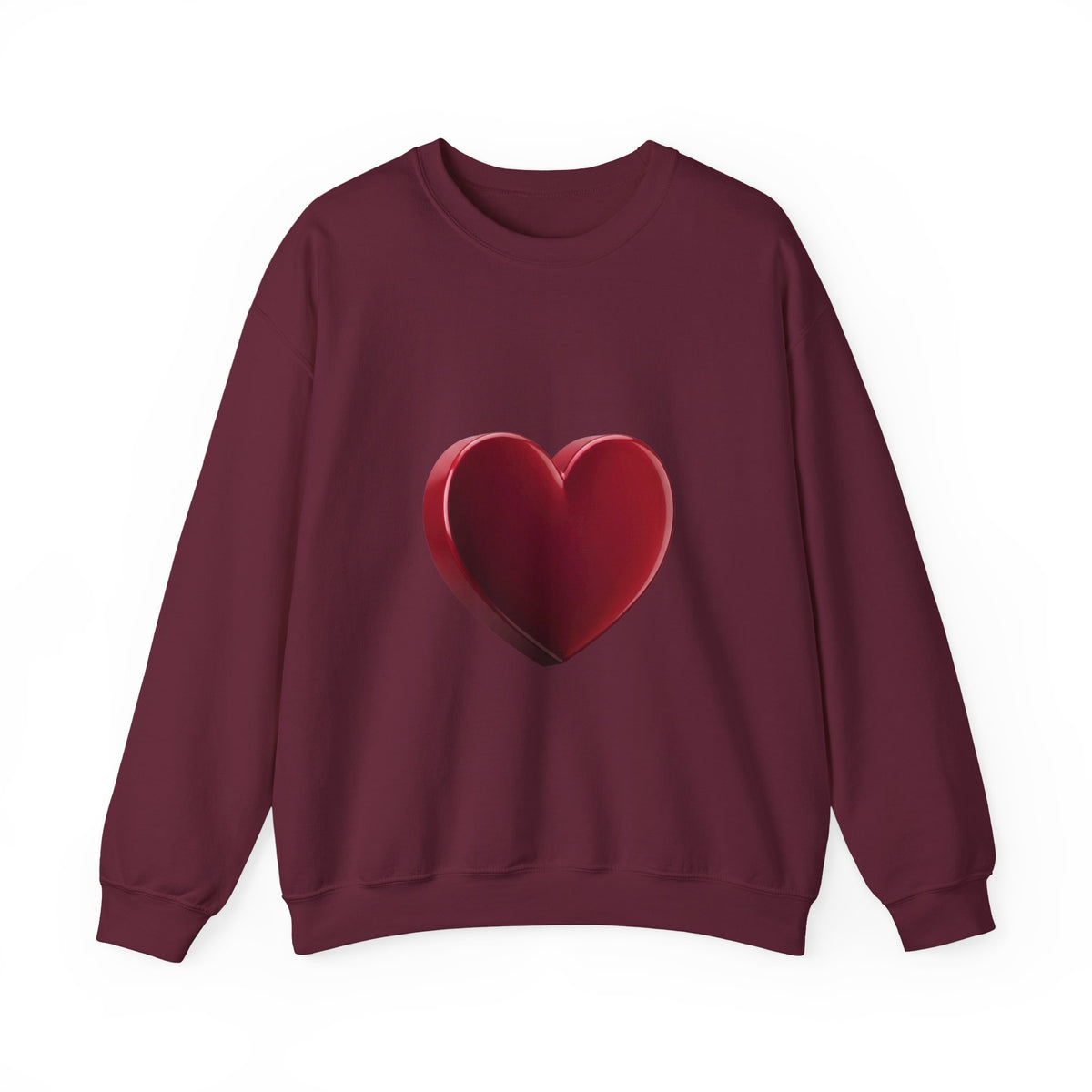 Heart Graphic Sweatshirt — Minimal 3D Red Heart Crewneck for Valentine’s & Everyday Wear
