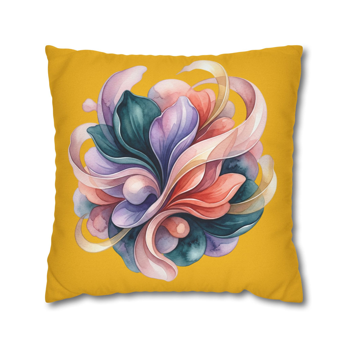 Floral Swirl Decorative Pillowcase — Vibrant Yellow Abstract Bloom