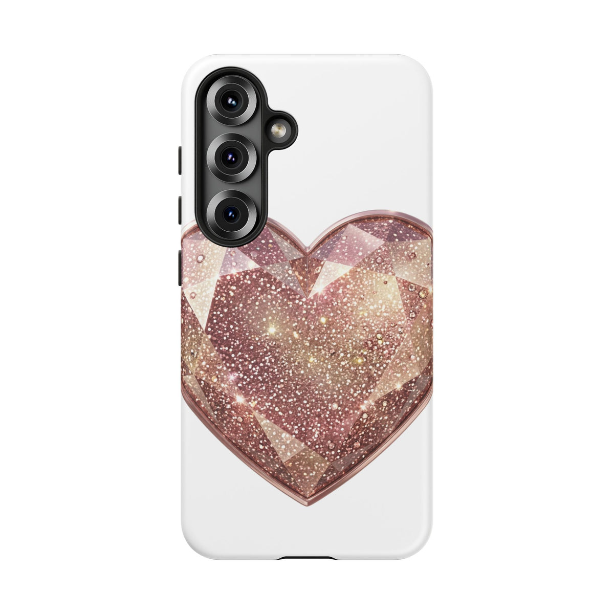 Rose Gold Glitter Crystal Heart Phone Case