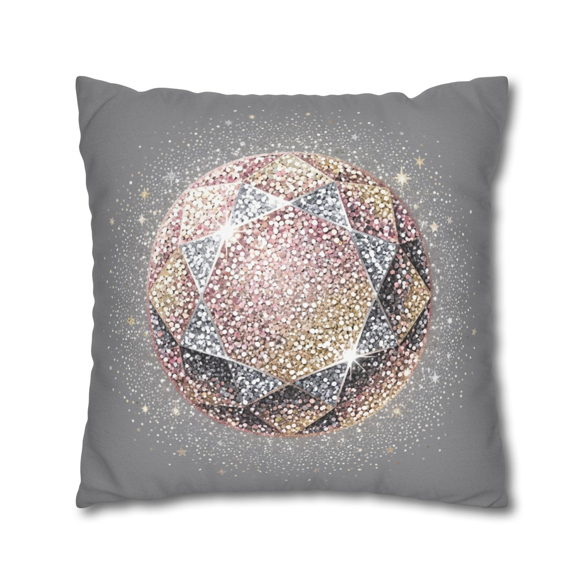 Glittery Grey Spun Polyester Square Pillowcase