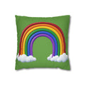 Rainbow Light Green Spun Polyester Square Pillowcase