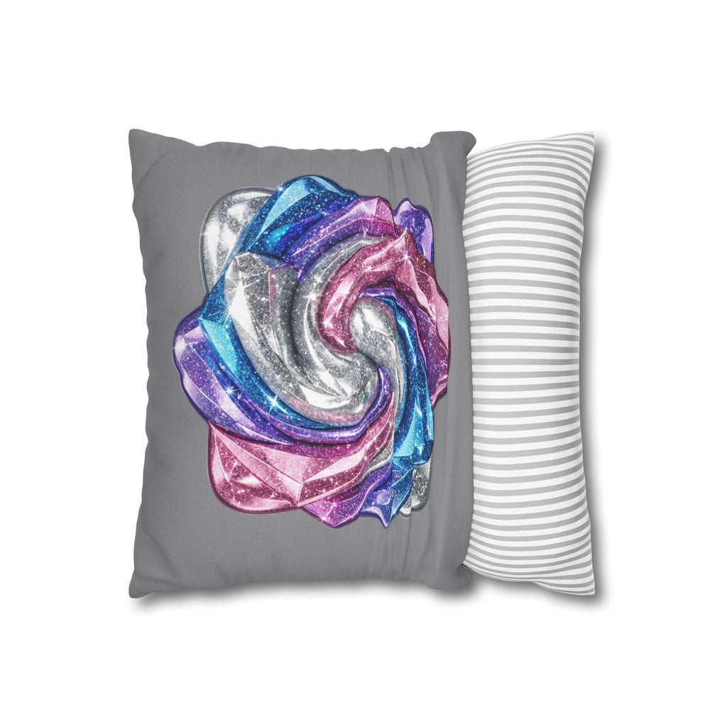 3D Glitter Design Grey Spun Polyester Square Pillowcase