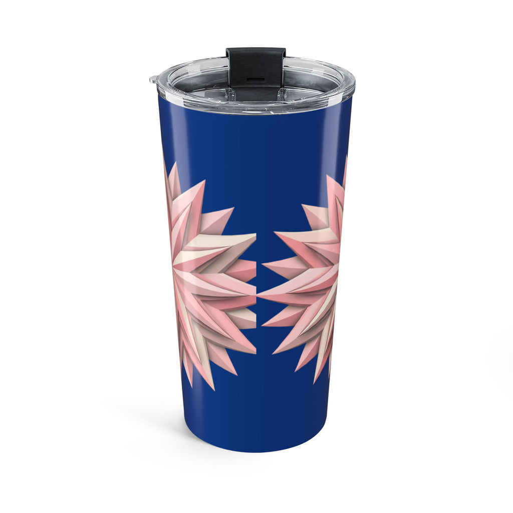 20oz Floral Star Tumbler — Blue & Blush Geometric Flower Travel Cup