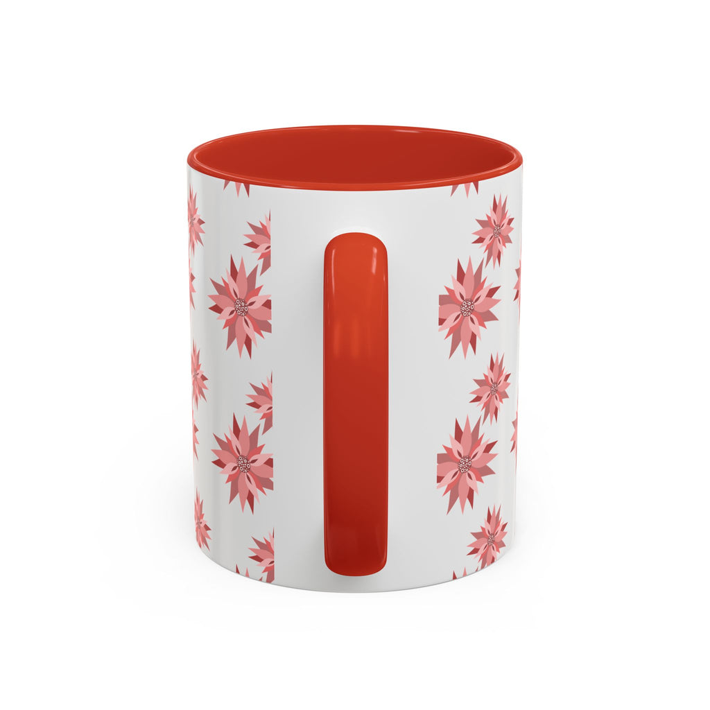 Pink Geometric Floral Accent Coffee Mug — 11/15oz