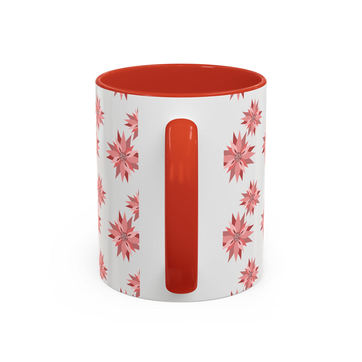 Pink Geometric Floral Accent Coffee Mug — 11/15oz