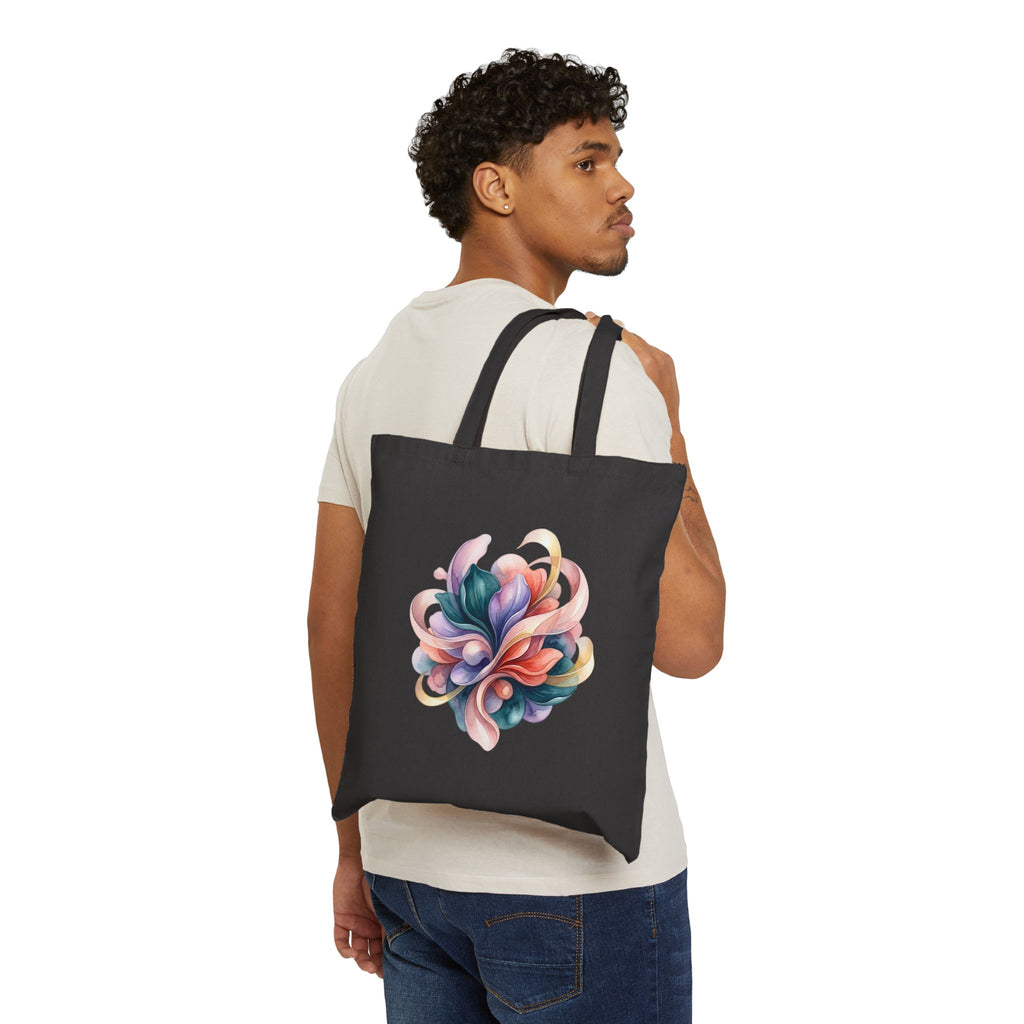 Canvas Tote Bag — Abstract Pastel Floral Swirl Art