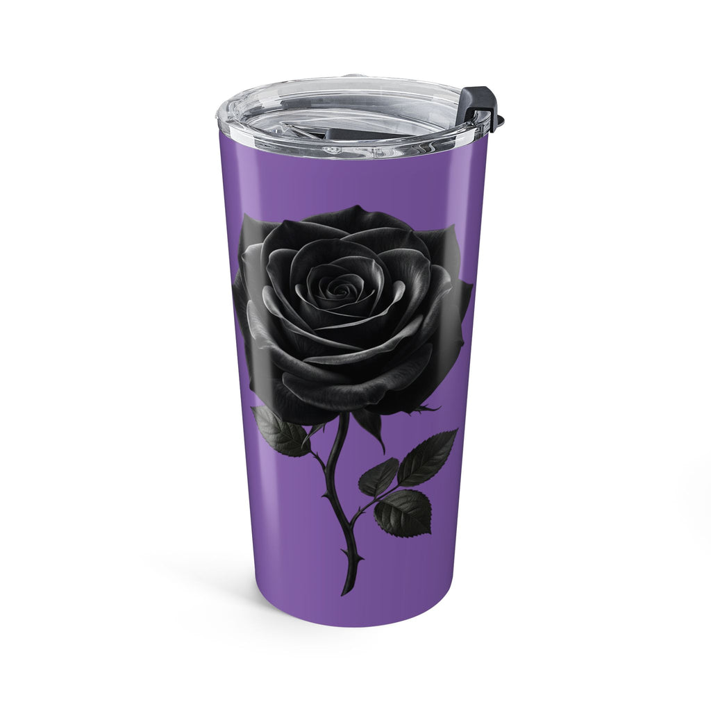 20oz Black Rose Tumbler – Light Purple Stainless Steel Travel Cup- Light Purple