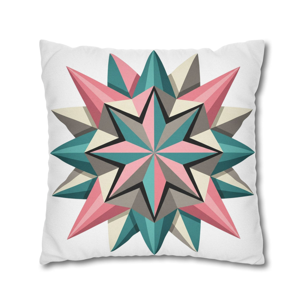 Geometric Starburst Throw Pillowcase — Pink Teal Modern Decorative Cushion Cover