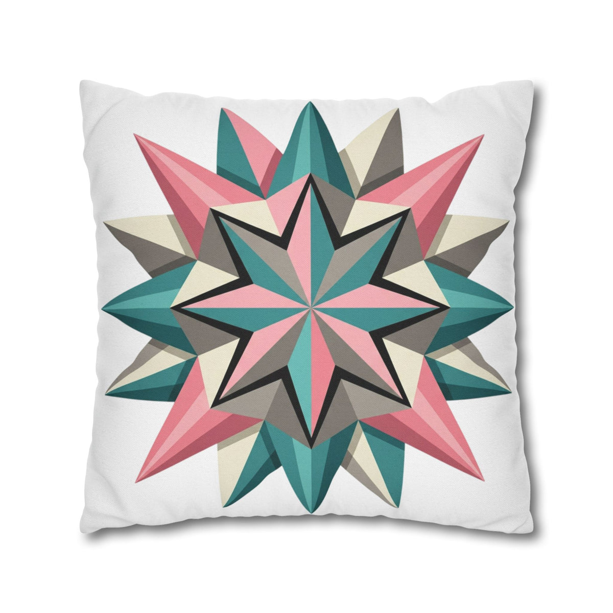 Geometric Starburst Throw Pillowcase — Pink Teal Modern Decorative Cushion Cover