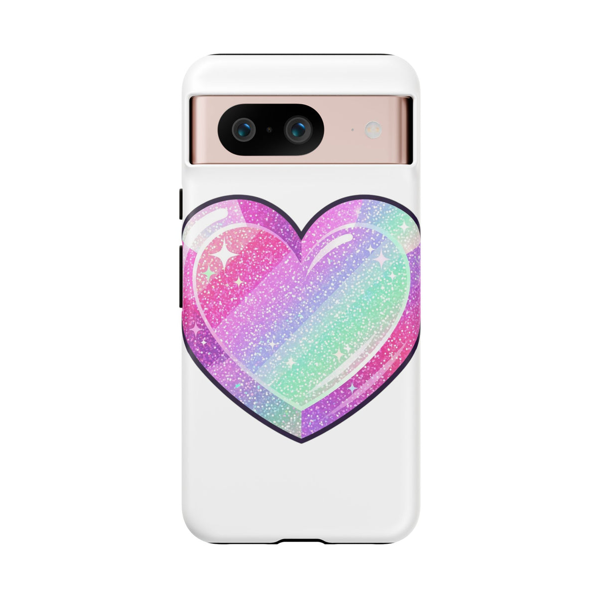 Pastel Glitter Heart Tough Phone Case — Cute Protective Phone Cover