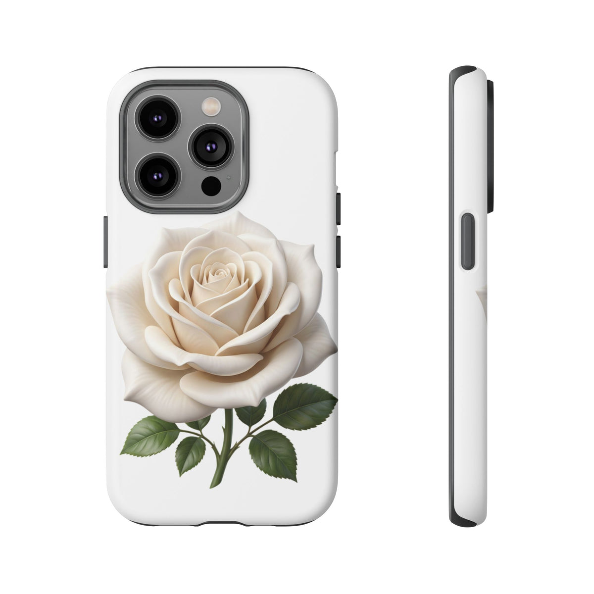 White Rose Tough Phone Case – Elegant Floral Protective Cover
