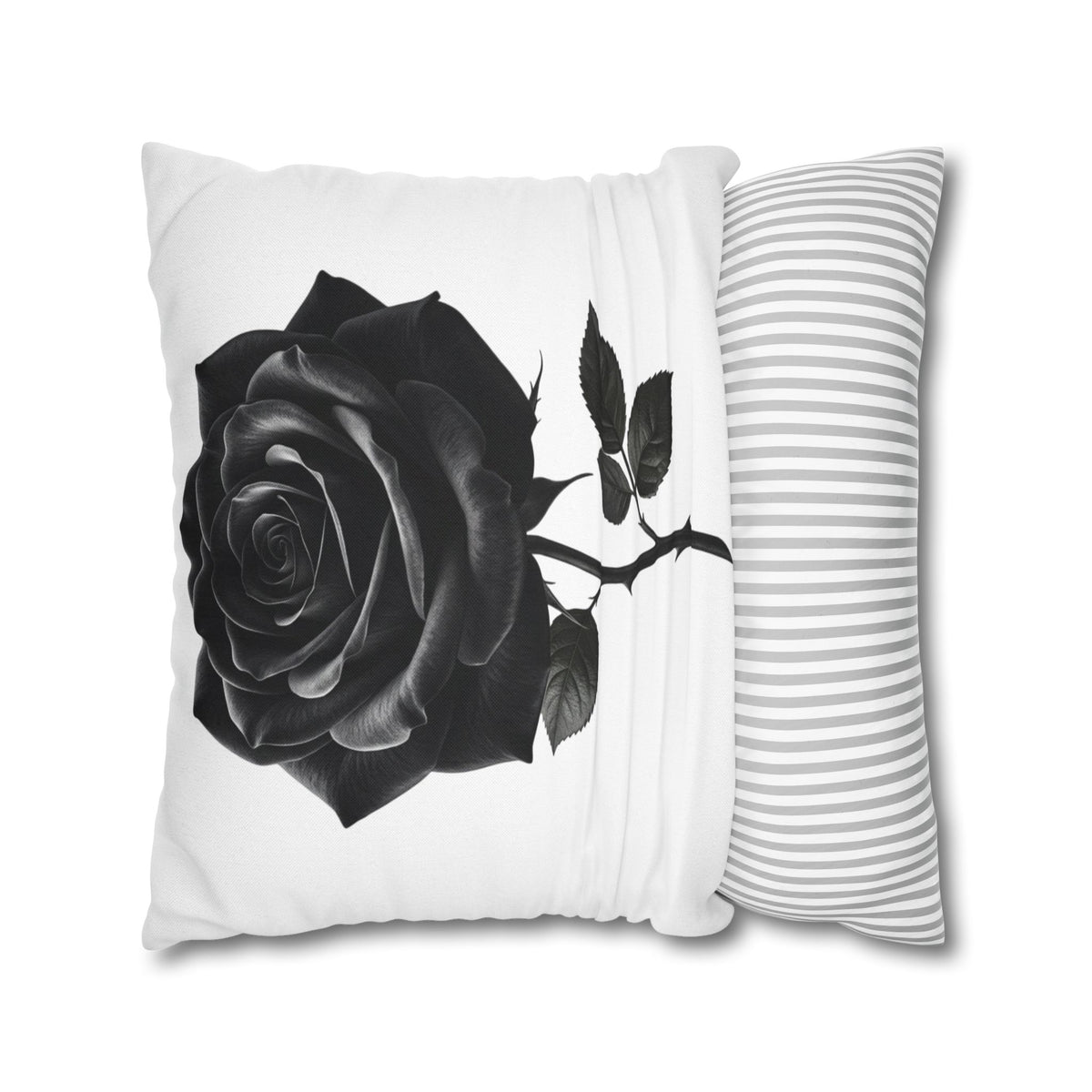 Black Rose Spun Polyester Square Pillowcase