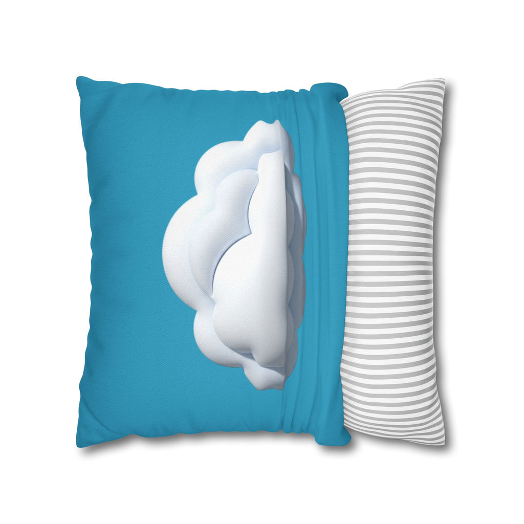 Cloud Print Turquoise Pillowcase – Cute White Cloud on Blue Decorative Throw Pillow Cover