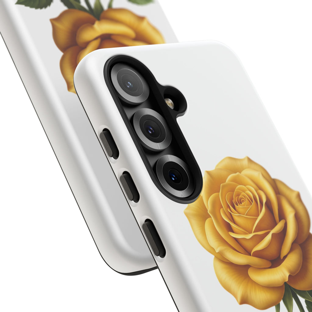 Yellow Rose Phone Case — Vintage Floral Tough Protective Cover