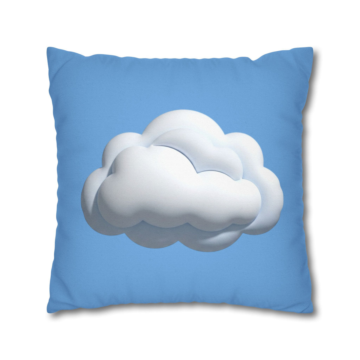 Cloud Print Square Pillowcase — Soft Light Blue Decorative Throw Pillow Cover