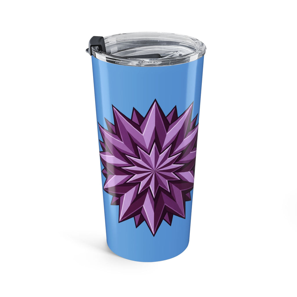 20oz Floral Star Tumbler — Purple Spiky Bloom Travel Cup- Light Blue