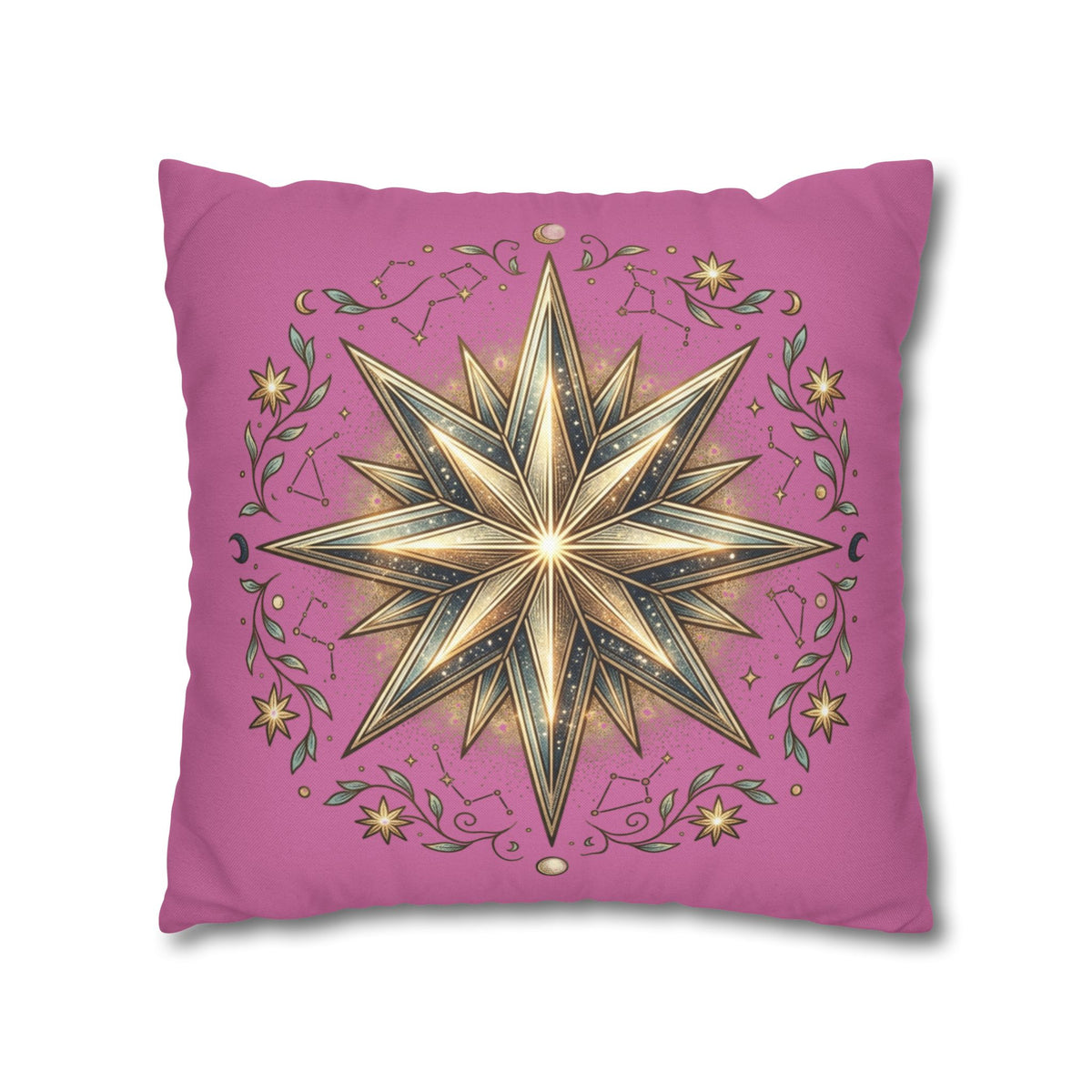 Star Print Light Pink Spun Polyester Square Pillowcase