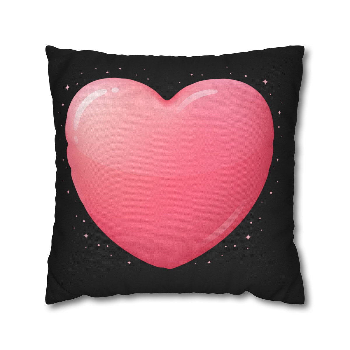 Pink Heart Black Spun Polyester Square Pillowcase