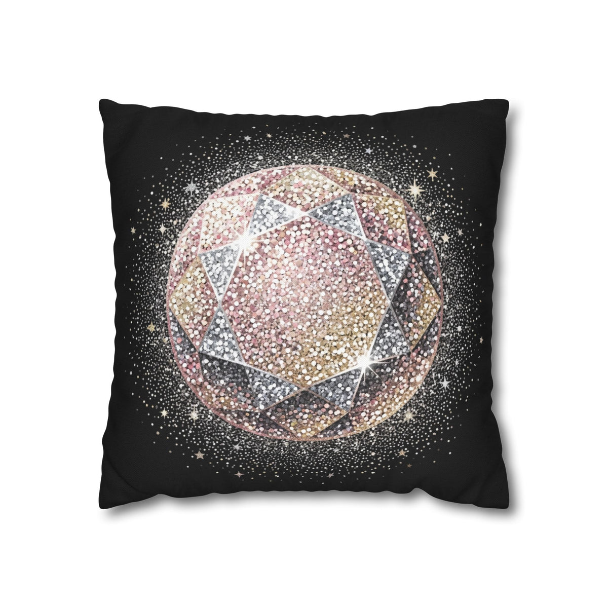 Glittery Black Spun Polyester Square Pillowcase