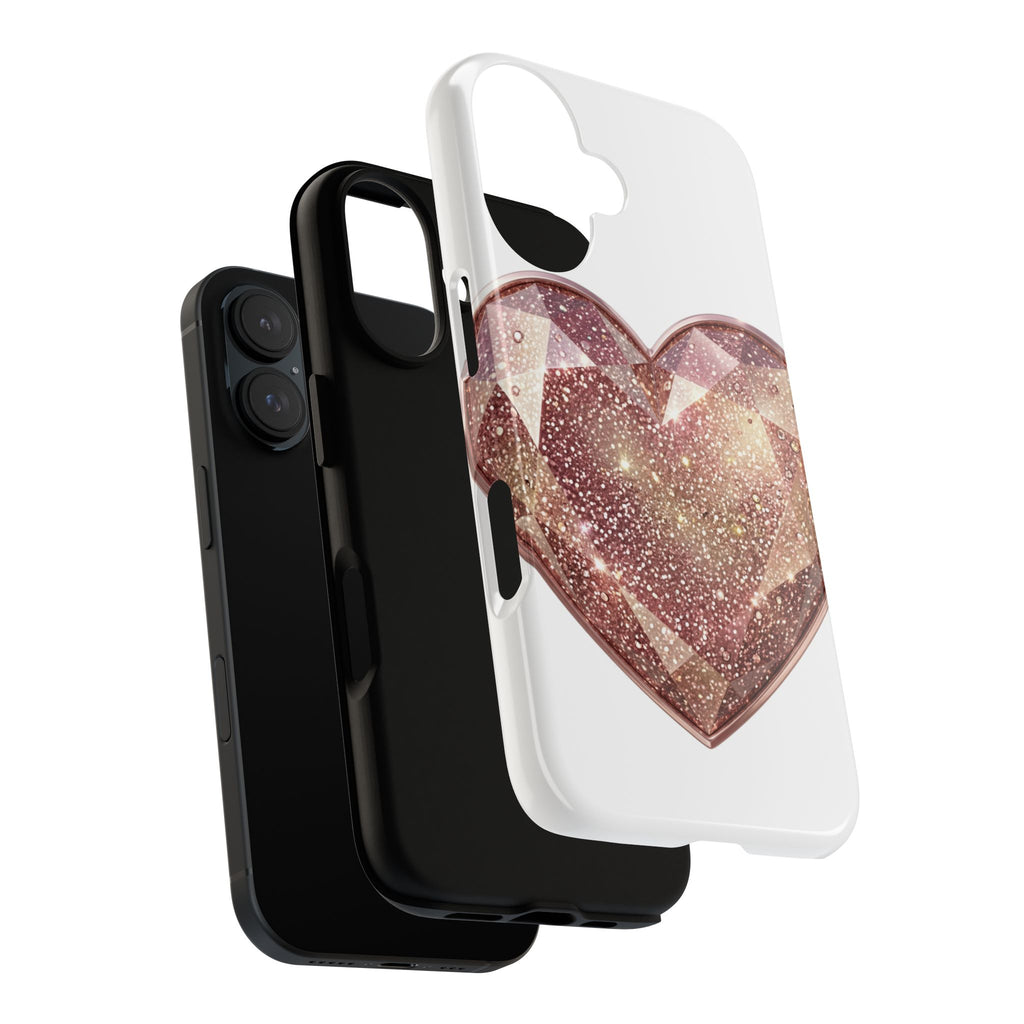 Rose Gold Glitter Crystal Heart Phone Case