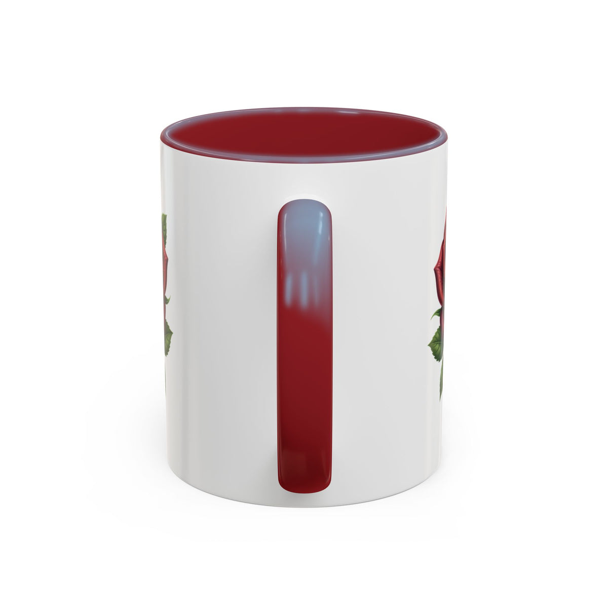 Red Rose Accent Coffee Mug — Floral Ceramic Coffee Cup (11/15oz)