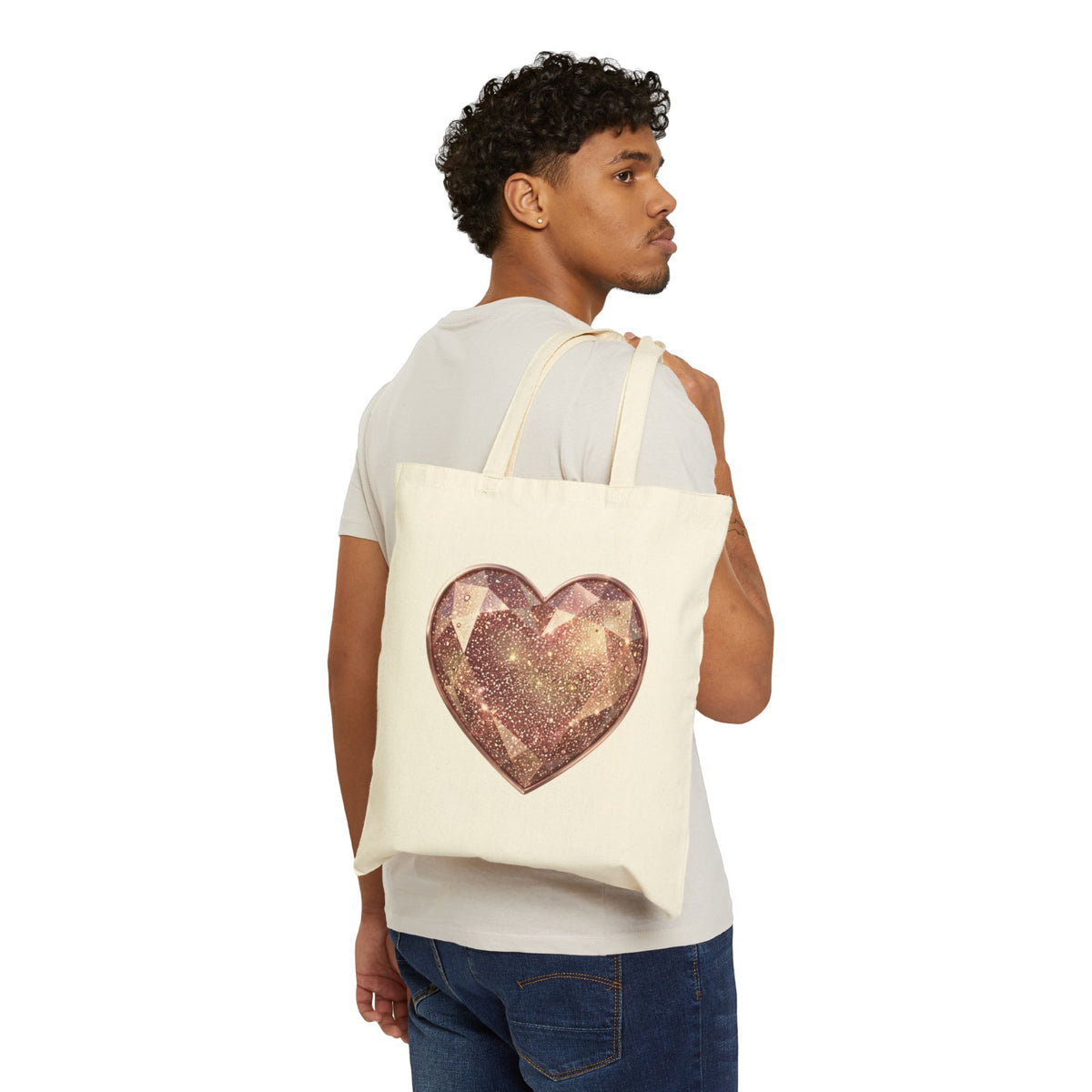 Glitter Rose Gold Heart Tote