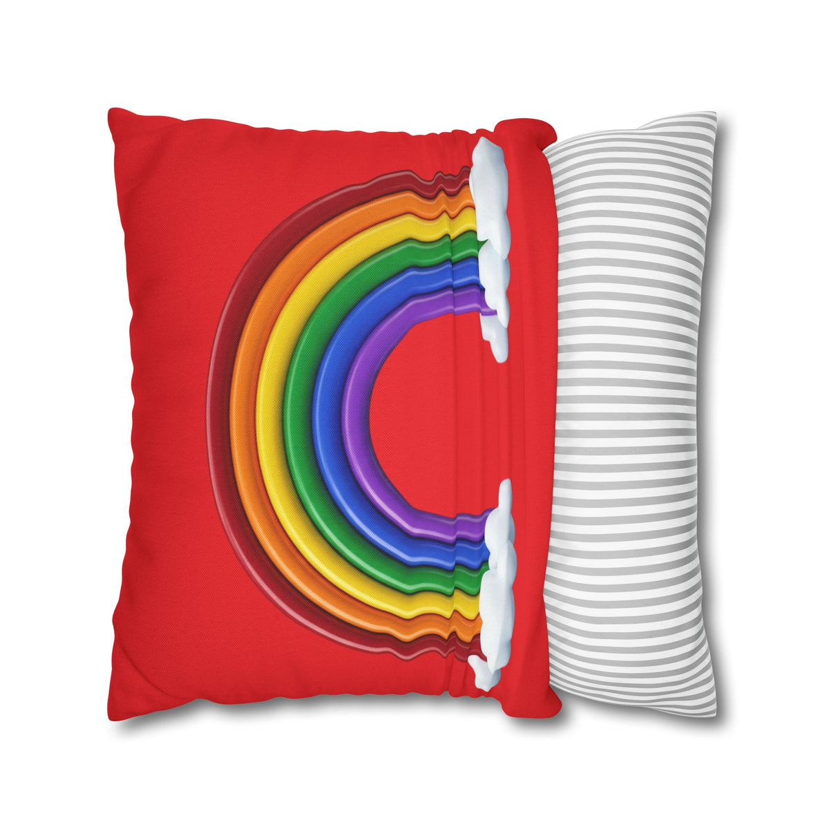 Rainbow Red Spun Polyester Square Pillowcase
