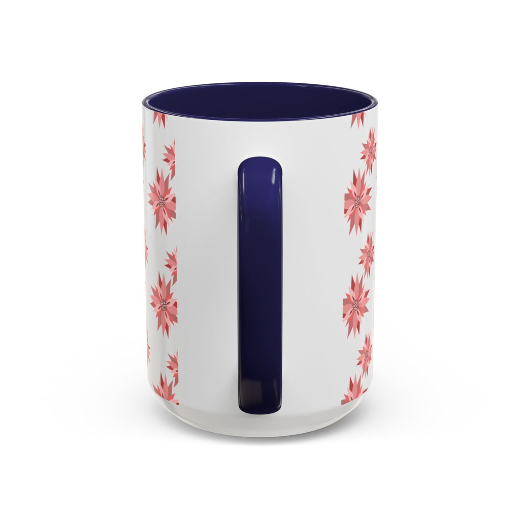 Pink Geometric Floral Accent Coffee Mug — 11/15oz