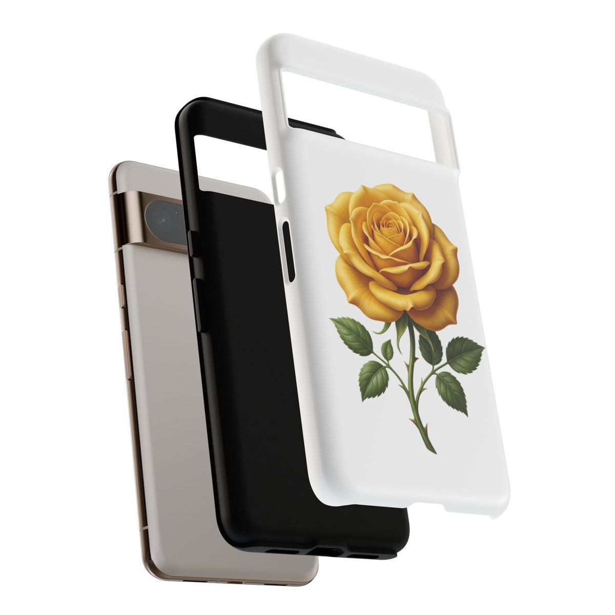 Yellow Rose Phone Case — Vintage Floral Tough Protective Cover