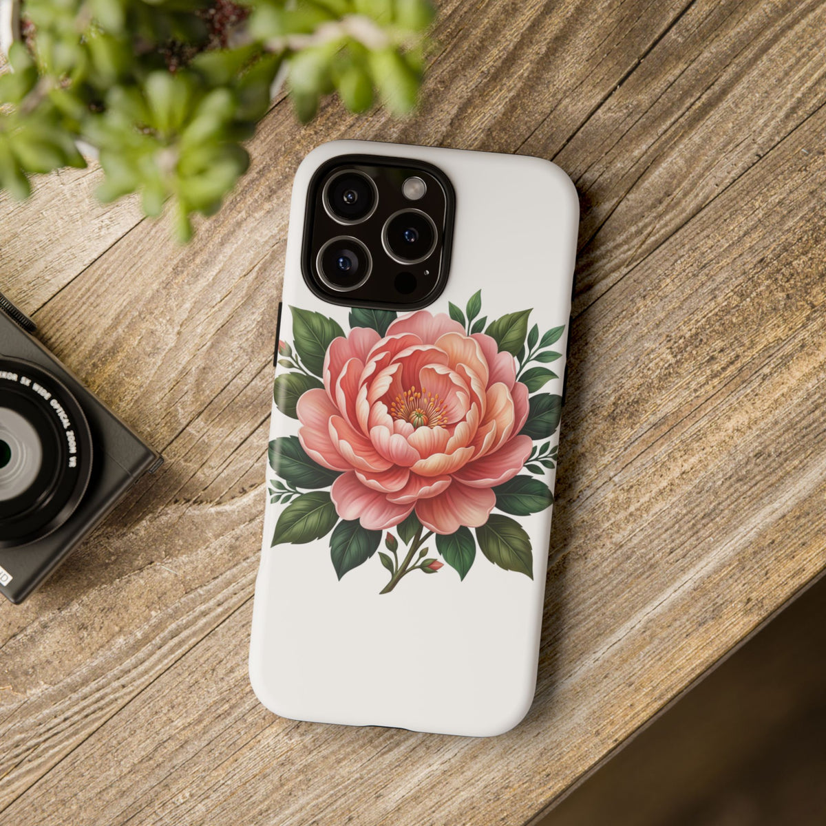 Floral Peony Tough Phone Case — Protective Botanical iPhone Cover