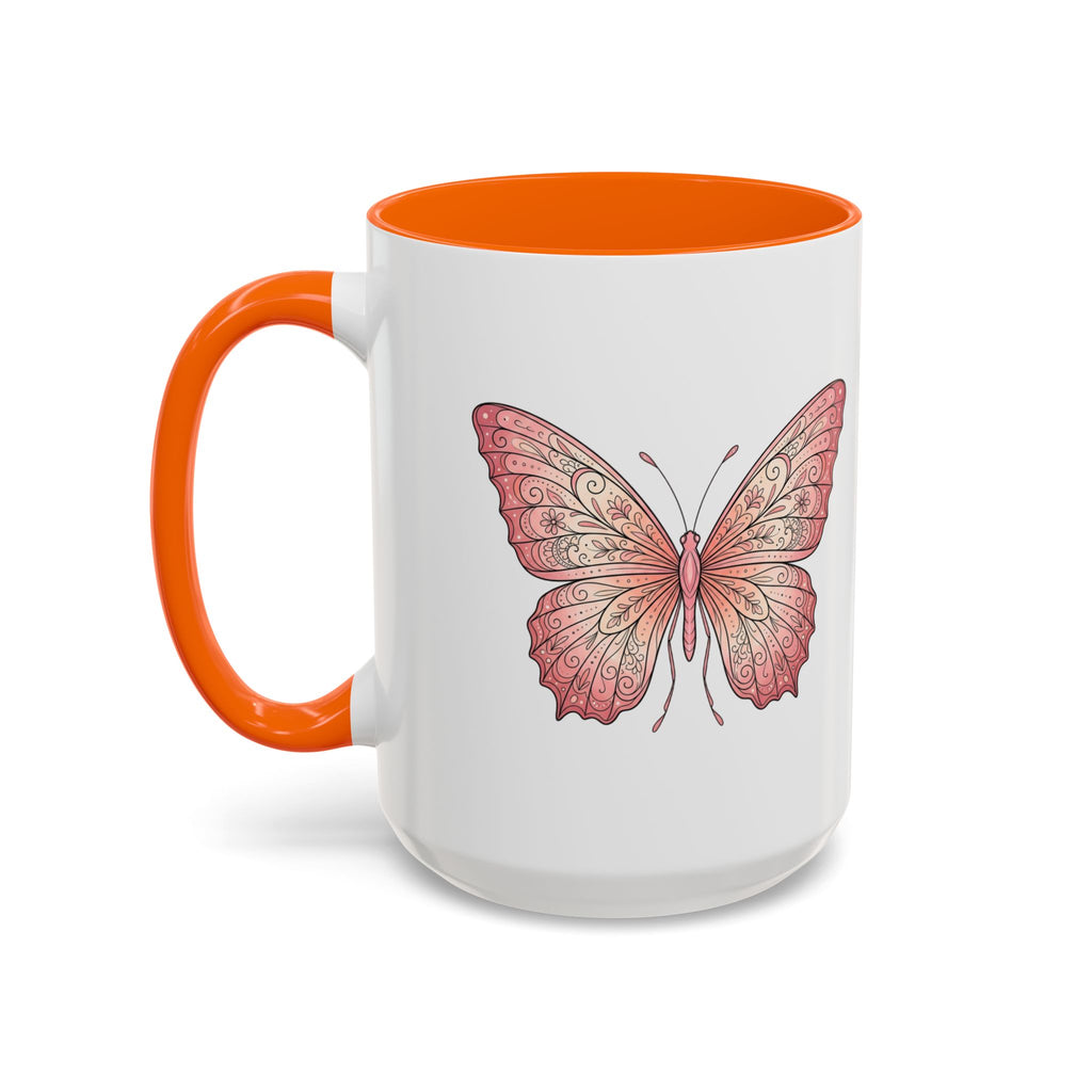 Pink Watercolor Butterfly Accent Coffee Mug — Floral Boho Tea & Coffee Cup (11/15oz)