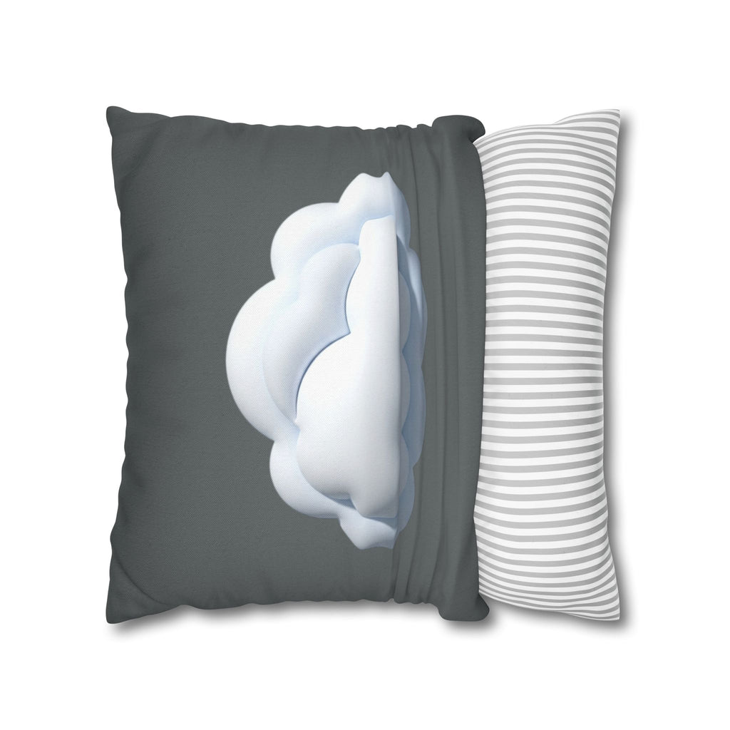 Cloud Graphic Dark Grey Pillowcase — Whimsical Grey Decorative Throw Pillow Cover