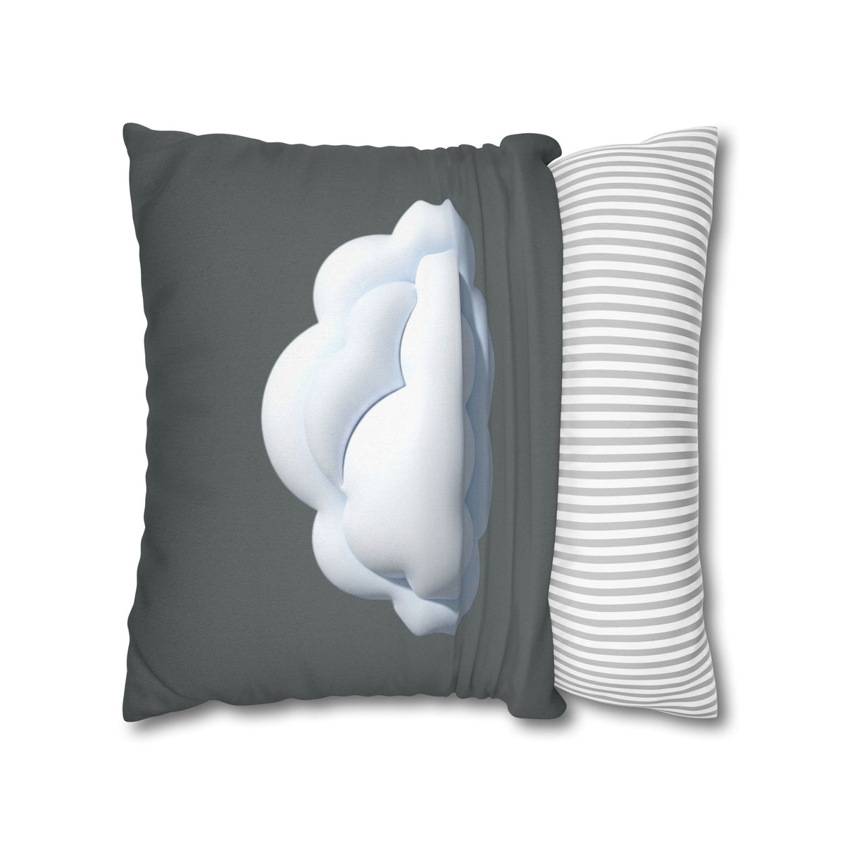 Cloud Graphic Dark Grey Pillowcase — Whimsical Grey Decorative Throw Pillow Cover