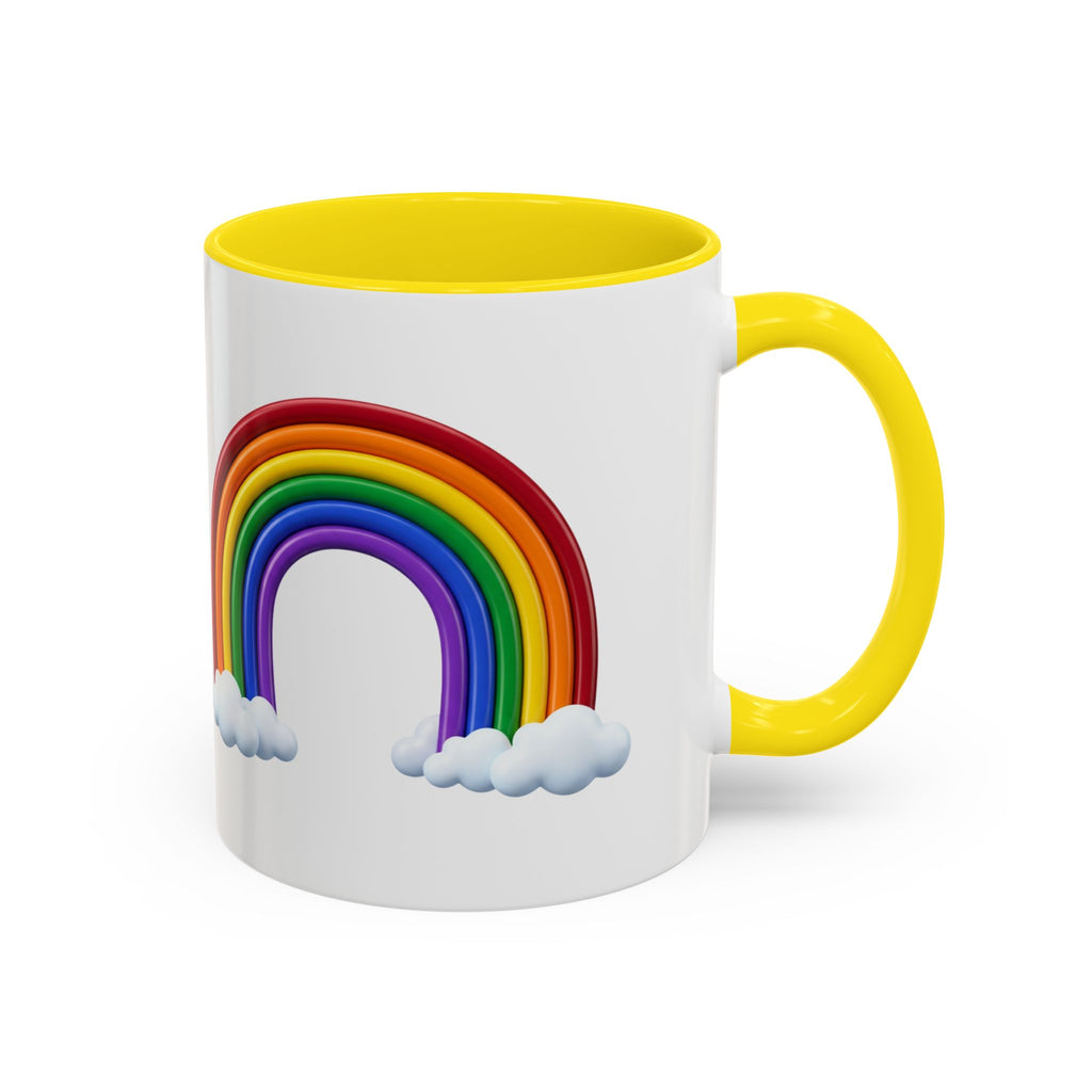 Rainbow Coffee Mug - Colorful Arc & Clouds Accent Mug (11/15oz)