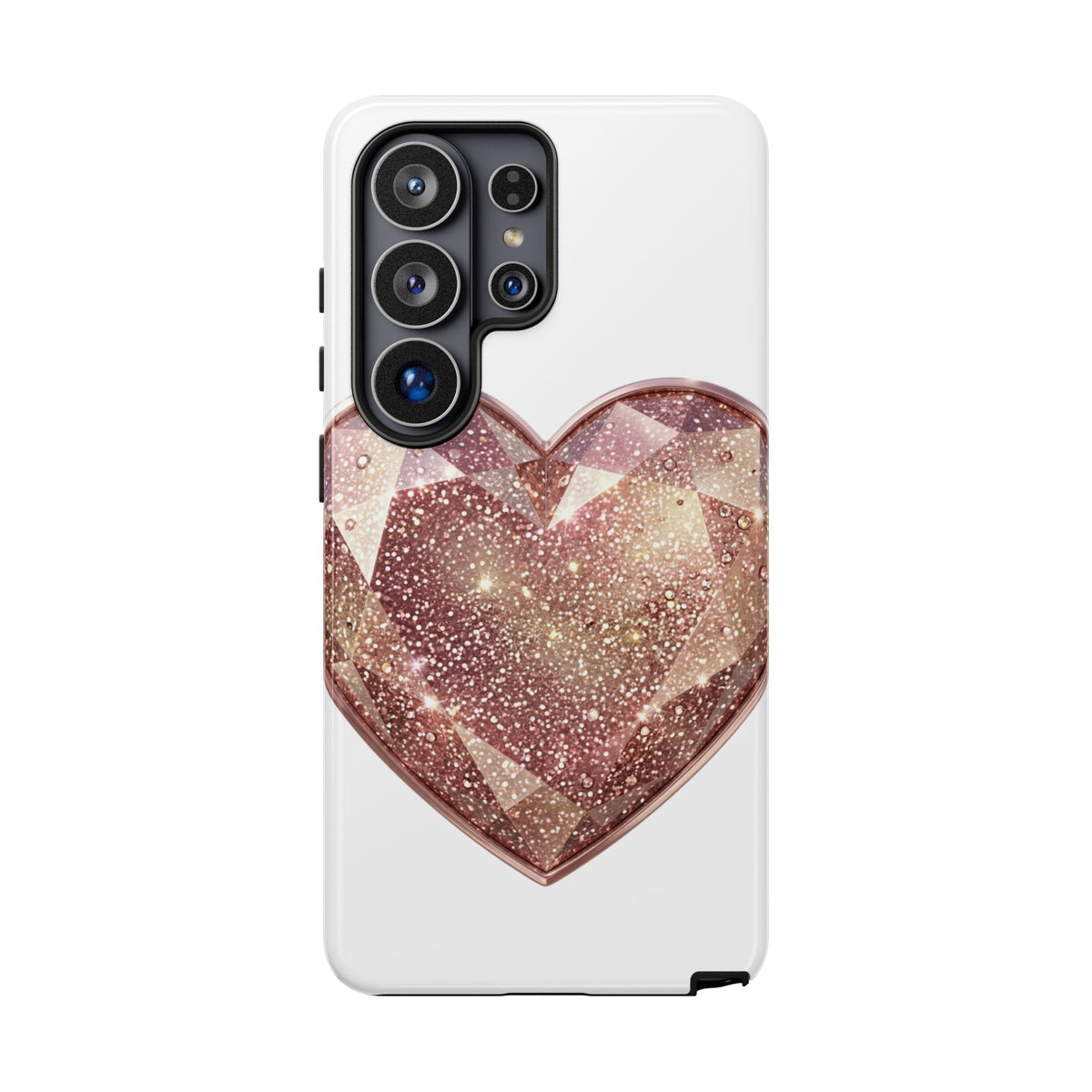 Rose Gold Glitter Crystal Heart Phone Case