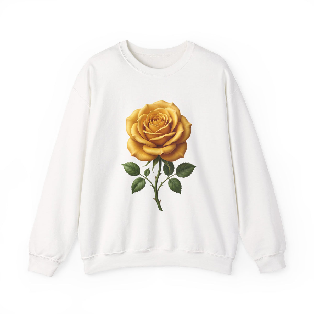 Yellow Rose Crewneck Sweatshirt — Vintage Floral Graphic