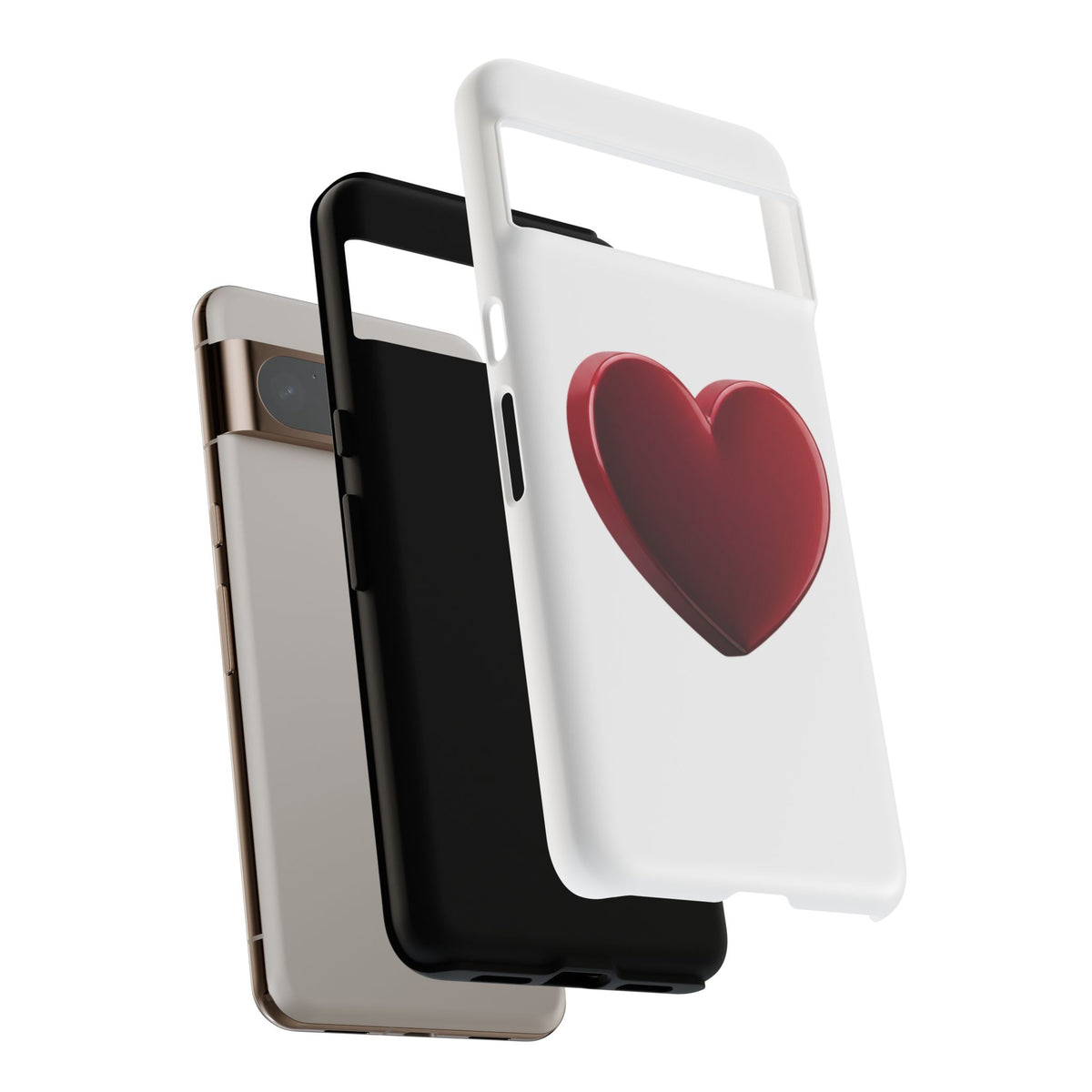 Heart Tough Phone Case - Red 3D Heart Protective Phone Case