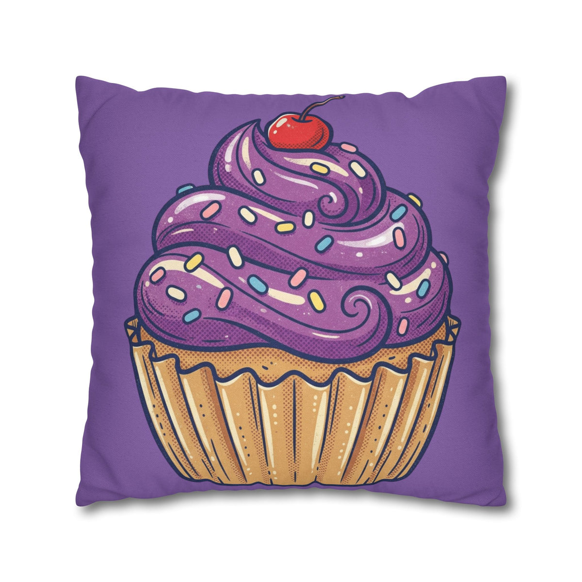 Cupcake Art Pillowcase — Purple Cupcake Decorative Throw Pillow Cover- Light Purple