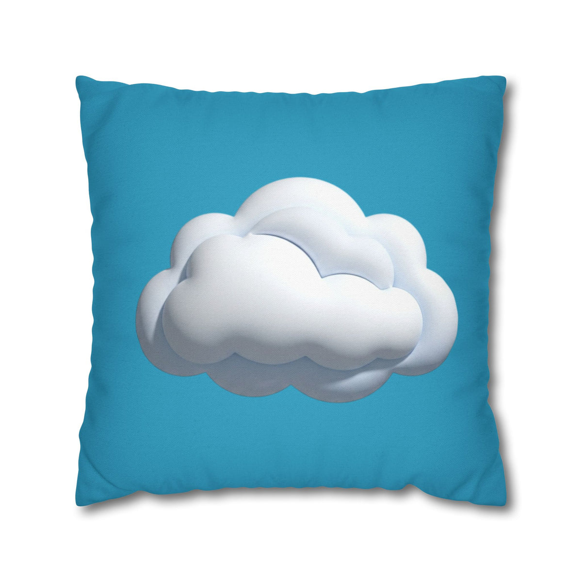Cloud Print Turquoise Pillowcase – Cute White Cloud on Blue Decorative Throw Pillow Cover
