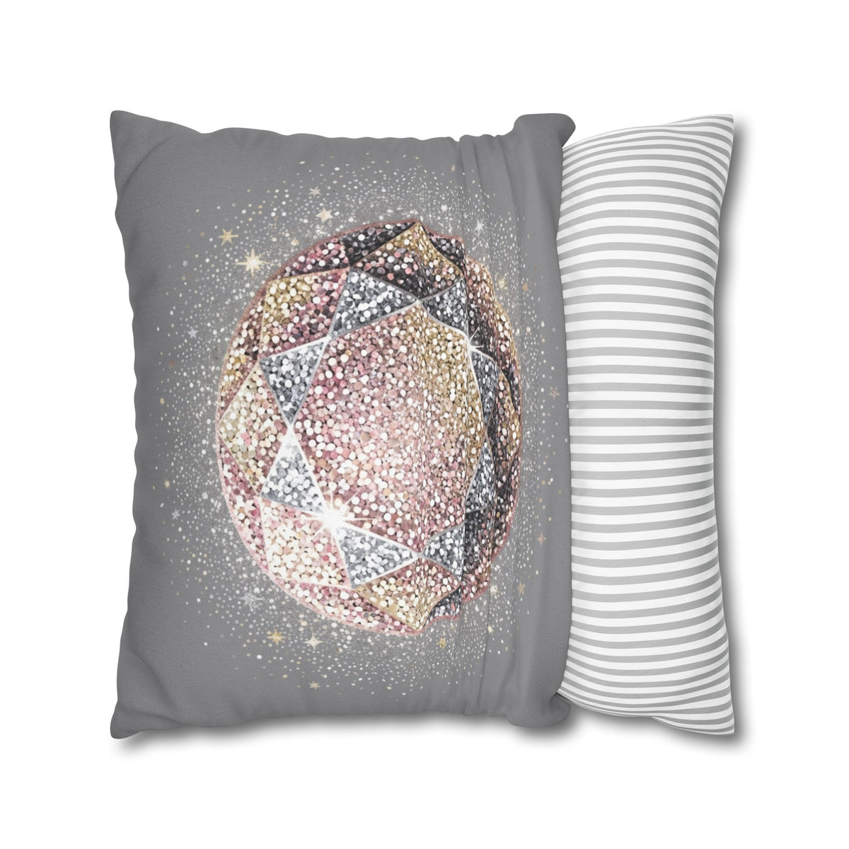 Glittery Grey Spun Polyester Square Pillowcase
