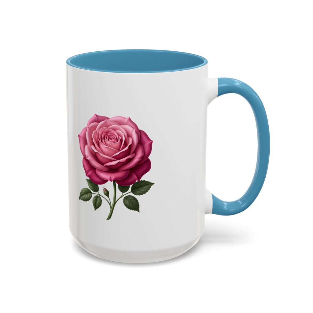 Pink Rose Accent Coffee Mug — Floral Tea & Coffee Cup (11/15 oz)