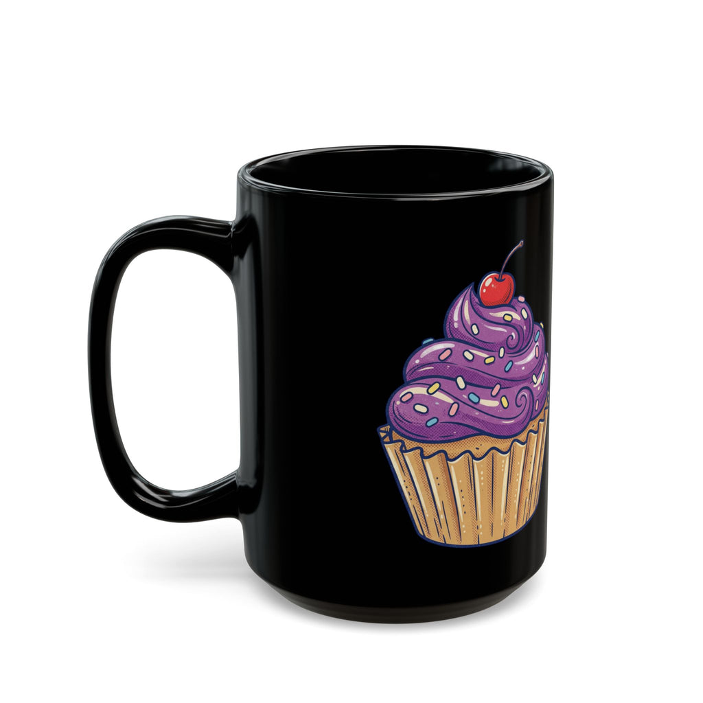 Purple Frosting Cupcake Black Mug (11oz, 15oz)