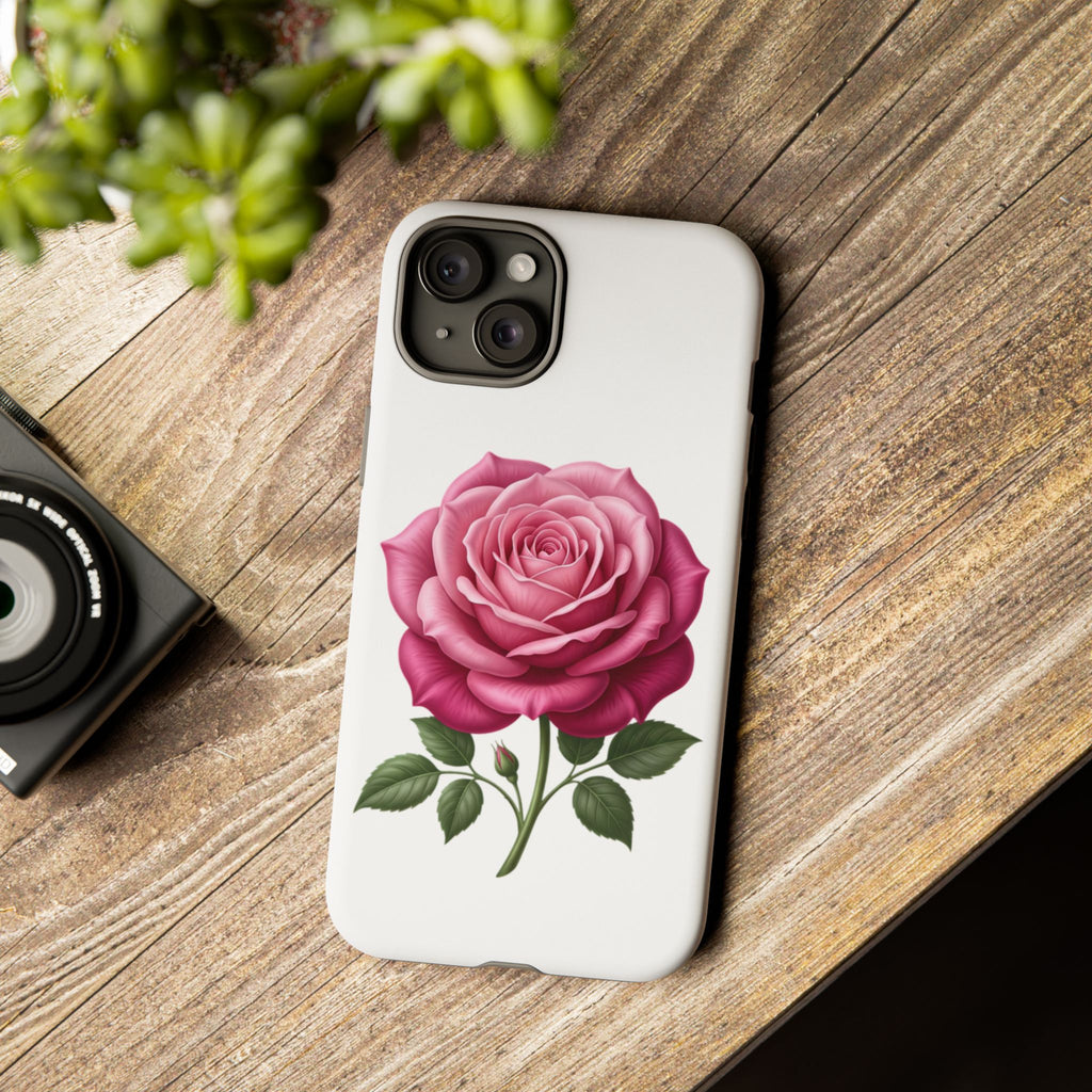Pink Rose Tough Phone Case — Floral Protective iPhone Cover