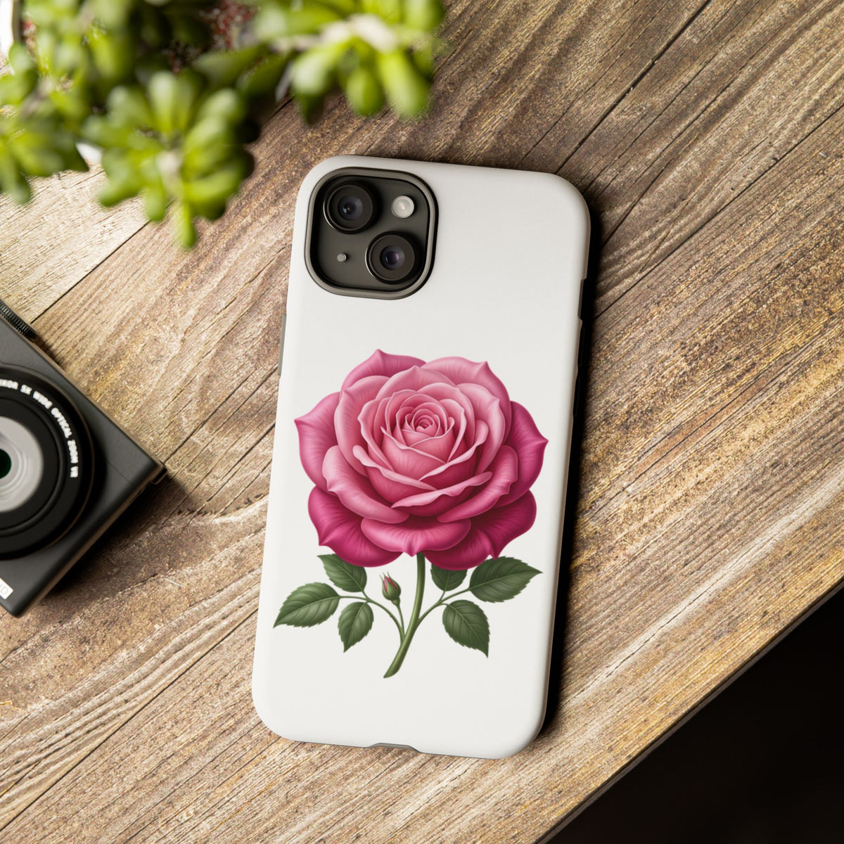 Pink Rose Tough Phone Case — Floral Protective iPhone Cover