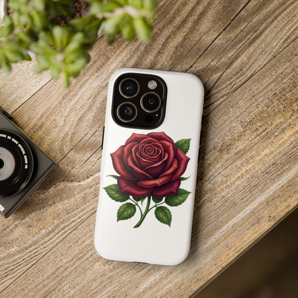 Rose Phone Case — Vintage Red Rose Floral Protective Cover