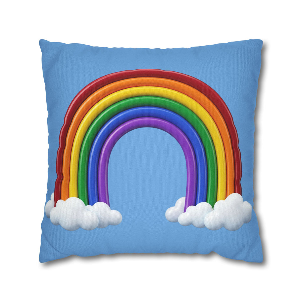 Rainbow Light Blue Spun Polyester Square Pillowcase