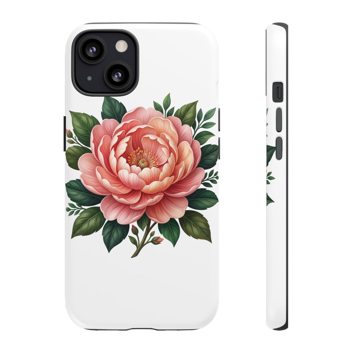 Floral Peony Tough Phone Case — Protective Botanical iPhone Cover
