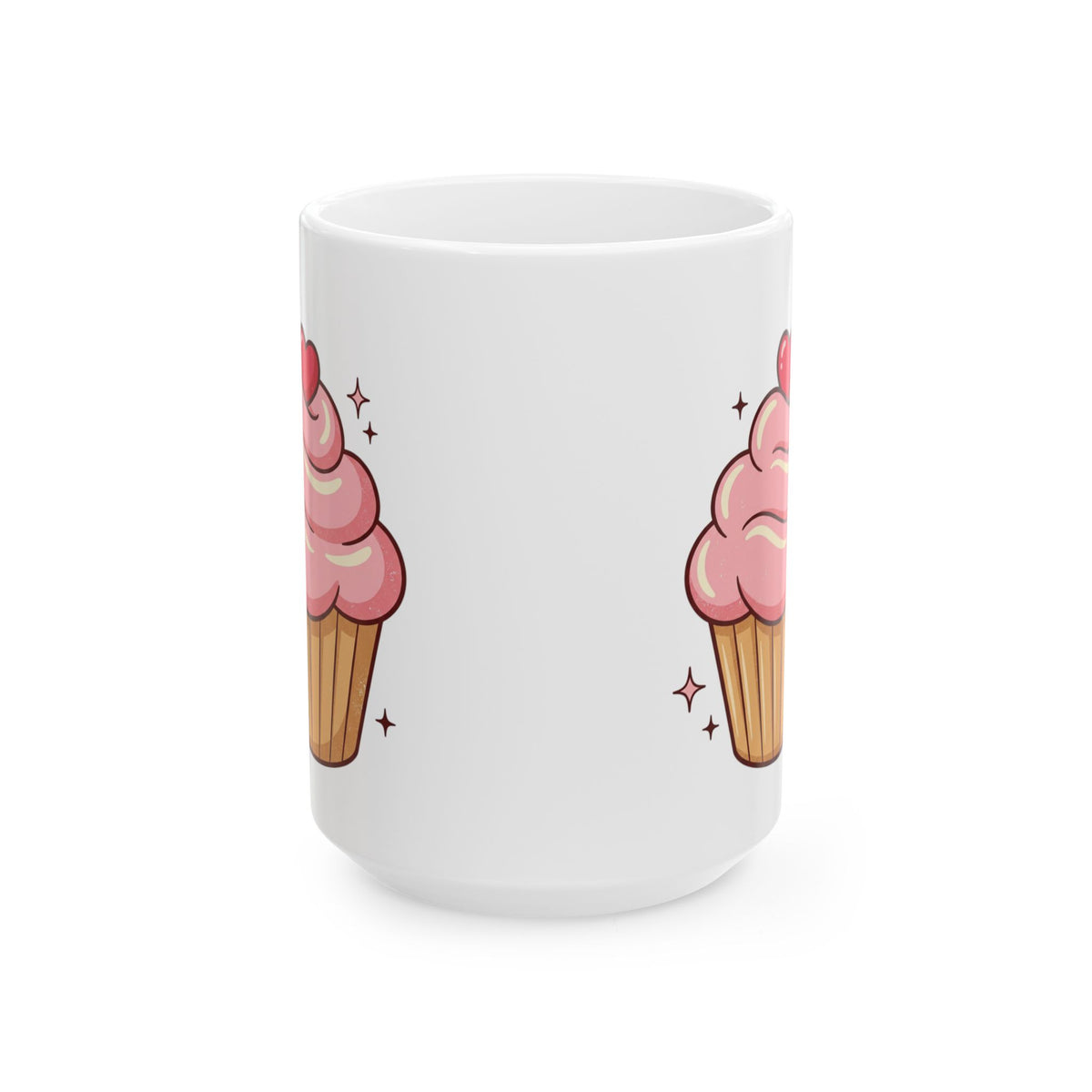 Pink Cupcake Ceramic Mug, (11oz, 15oz)